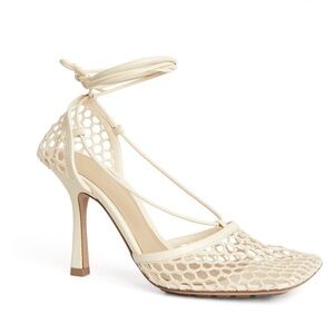 Bottega Veneta Cream Ankle Strap Heels